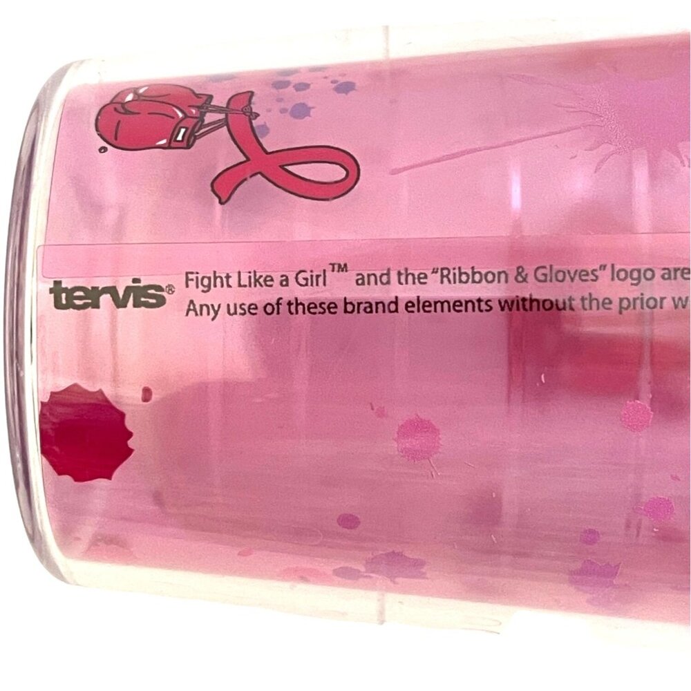 Pink Fight Like A Girl Breast Cancer Tervis Tumbler 24 oz with Pink Lid BPA-Free - Picture 4 of 11